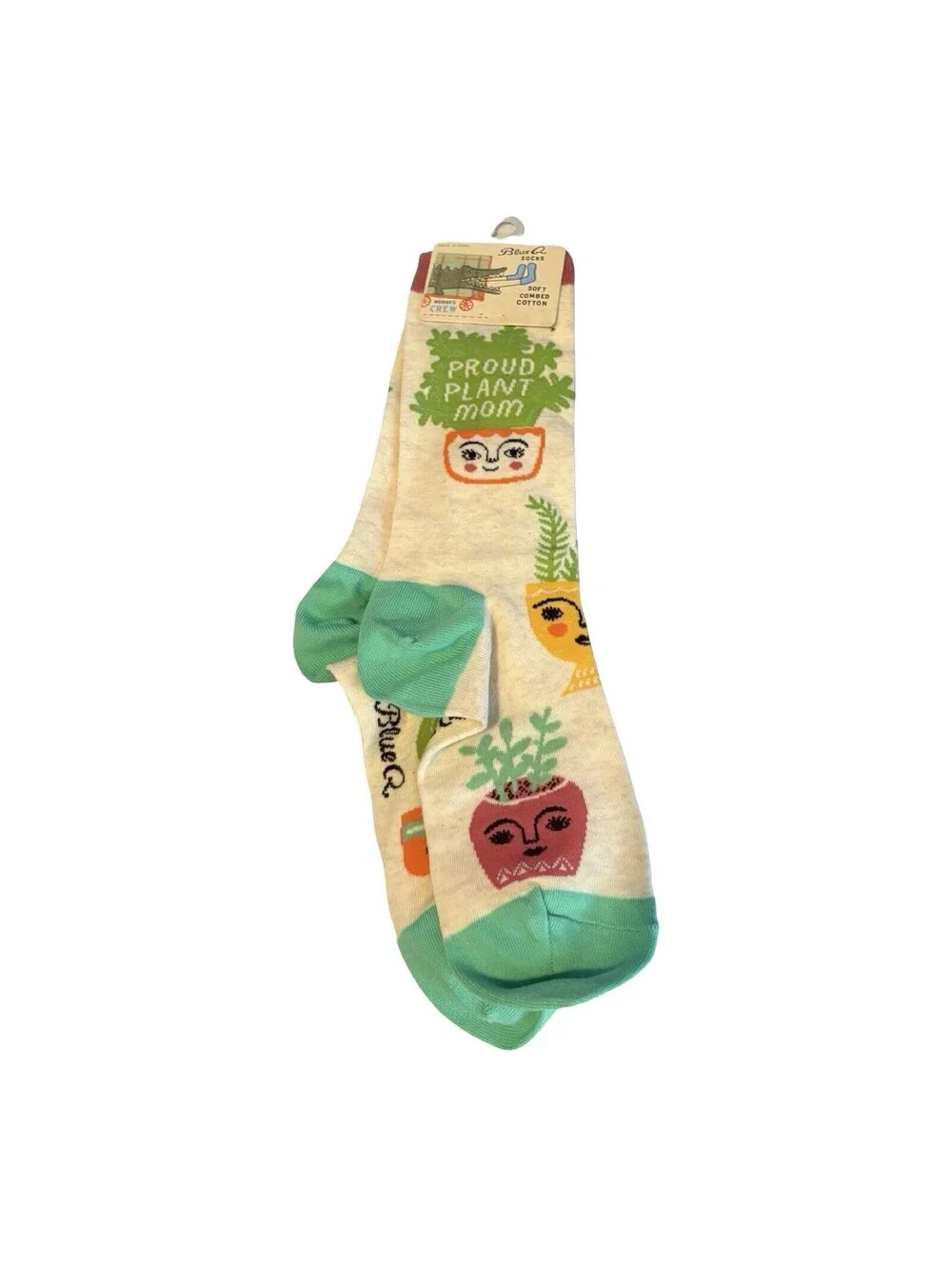 Blue Q Socks Proud Plant Mom Women's Crew Socks Sz 5-10 BNWT Soft Combed Cotton